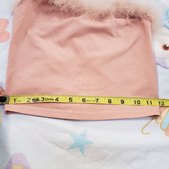 Dusty Pink Feather Trim Cropped Camisole - size small - Picture 3 of 5